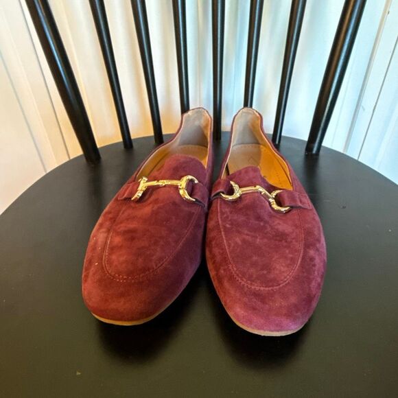Joie burgundy suede loafer flats with buckle size 9 - Picture 3 of 11